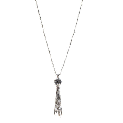 David Yurman Sterling Silver Hematine Cable Berries Tassel Pendant Necklace 1 of 5
