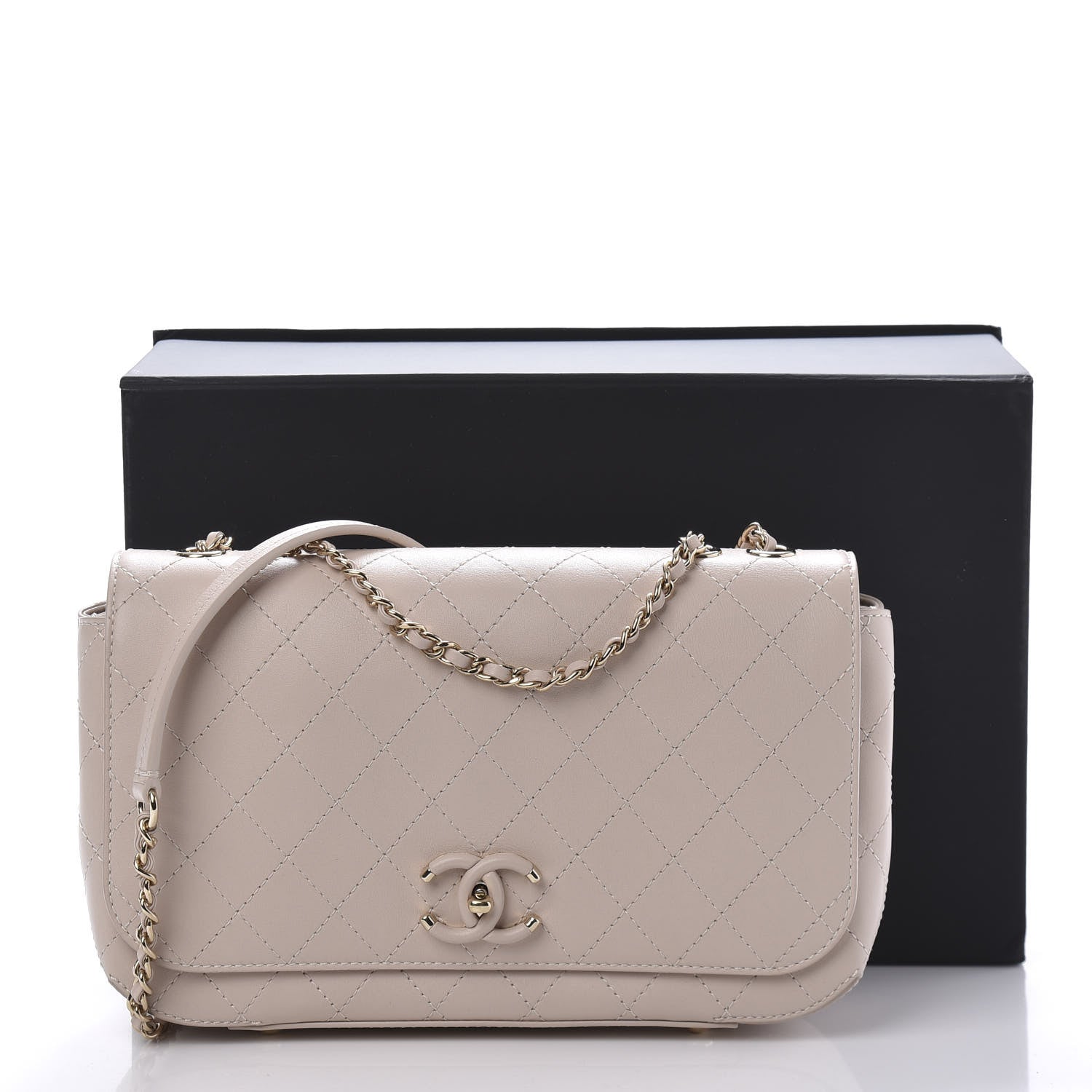 Chanel Calfskin Stitched Medium Covered CC Flap Bag Light Pink 12 of 12