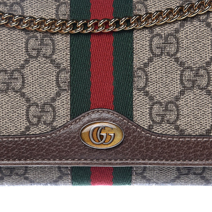 Gucci GG Supreme Monogram Web Ophidia Wallet On Chain Brown 11 of 11
