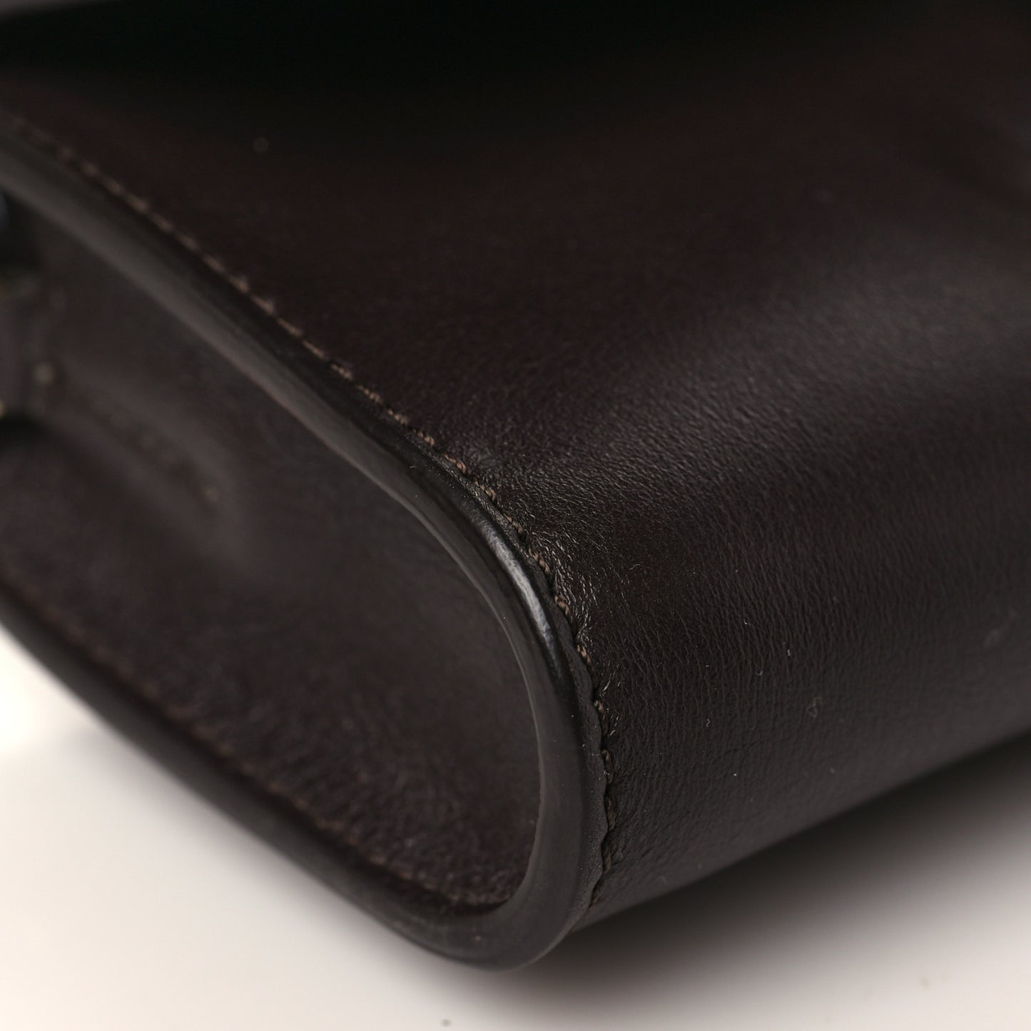 Suede Calfskin Mini Faye Shoulder Bag Carbon Brown