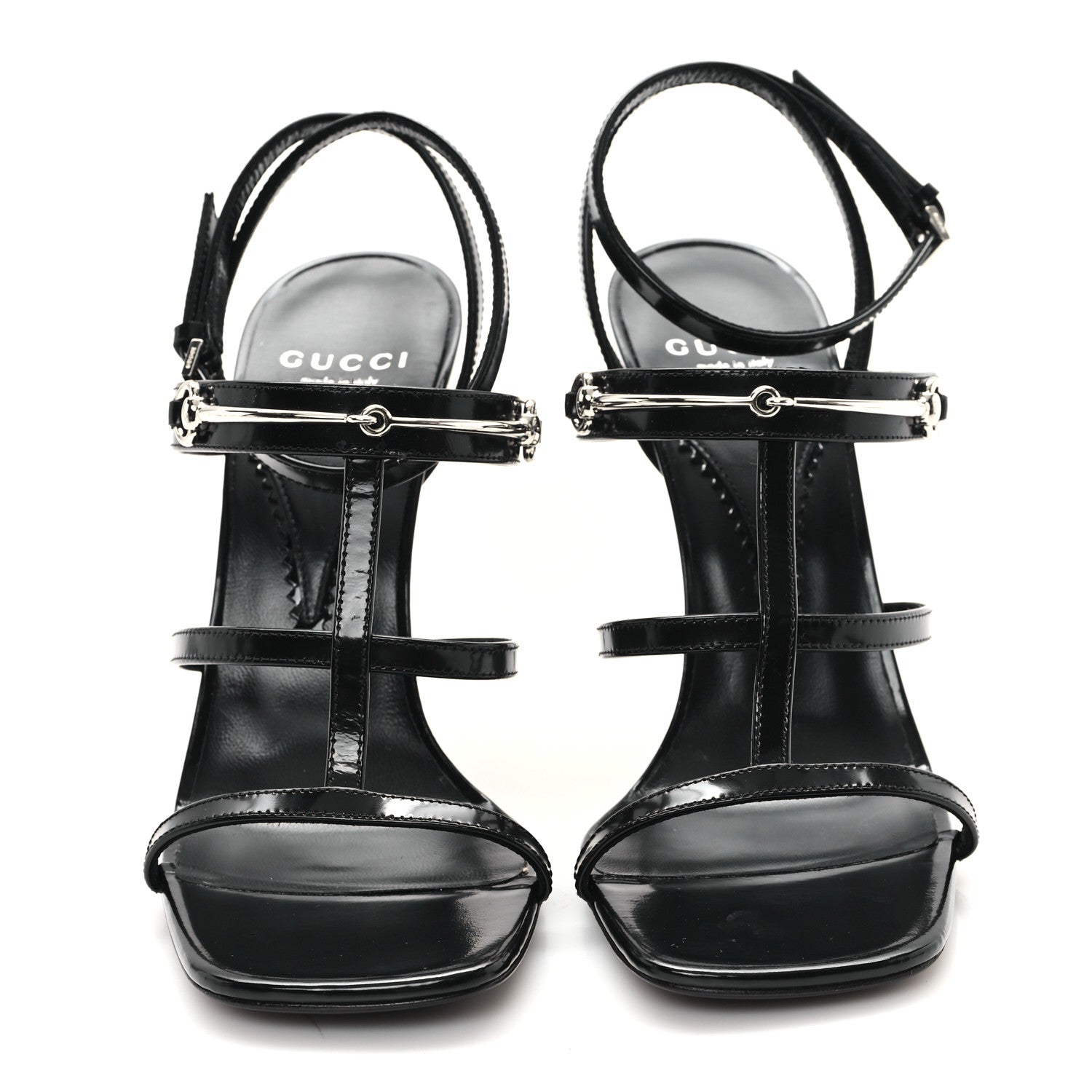 Gucci Nappa Regent Strappy Horsebit Sandals 38 Black 3 of 9