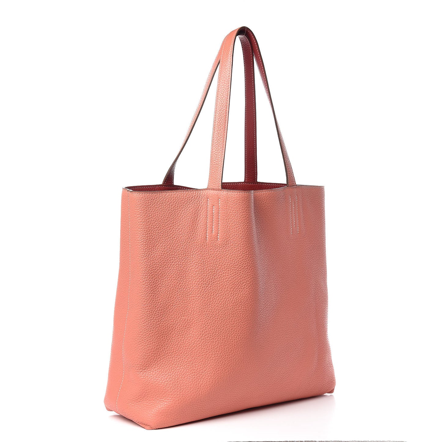 Taurillon Clemence Double Sens Reversible Tote 36 Rouge Casaque Crevette