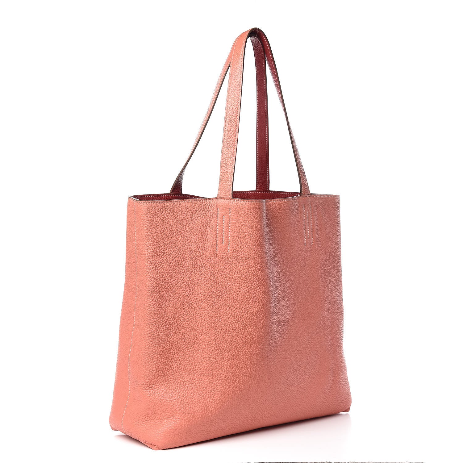Hermes Taurillon Clemence Double Sens Reversible Tote 36 Rouge Casaque Crevette 6 of 14