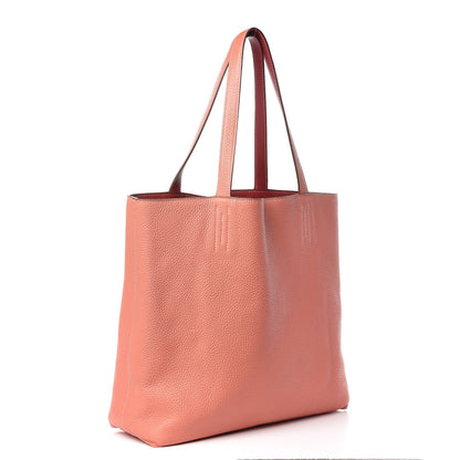Hermes Taurillon Clemence Double Sens Reversible Tote 36 Rouge Casaque Crevette 6 of 14