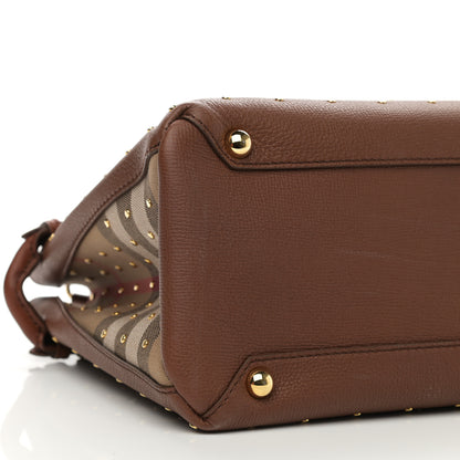 Burberry Grainy Calfskin Studded Medium Banner Tote Tan 8 of 10