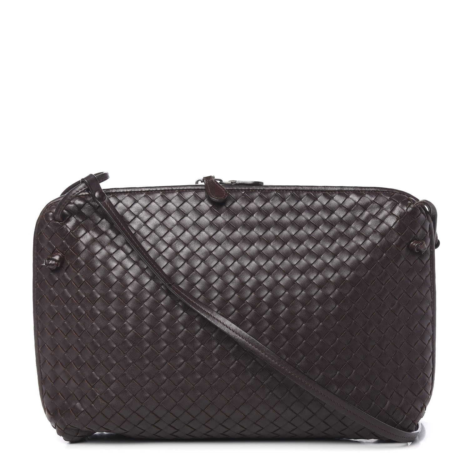 Bottega Veneta Nappa Intrecciato Nodini Crossbody Messenger Ebano 1 of 12