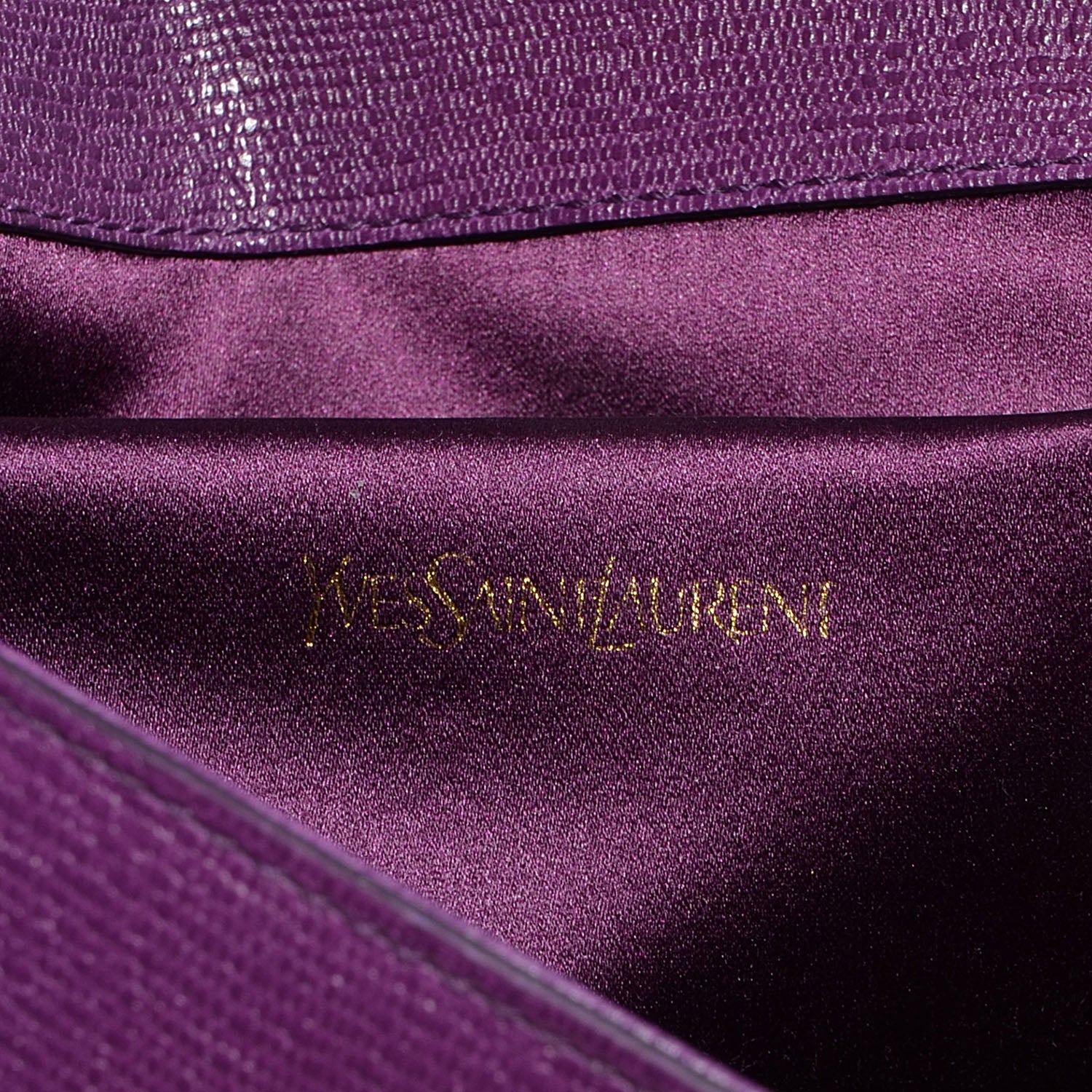 Saint Laurent Textured Leather ChYc Clutch Purple 6 of 7