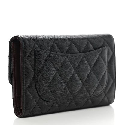 Chanel Caviar Quilted Large Gusset Flap Wallet Black 3 of 15