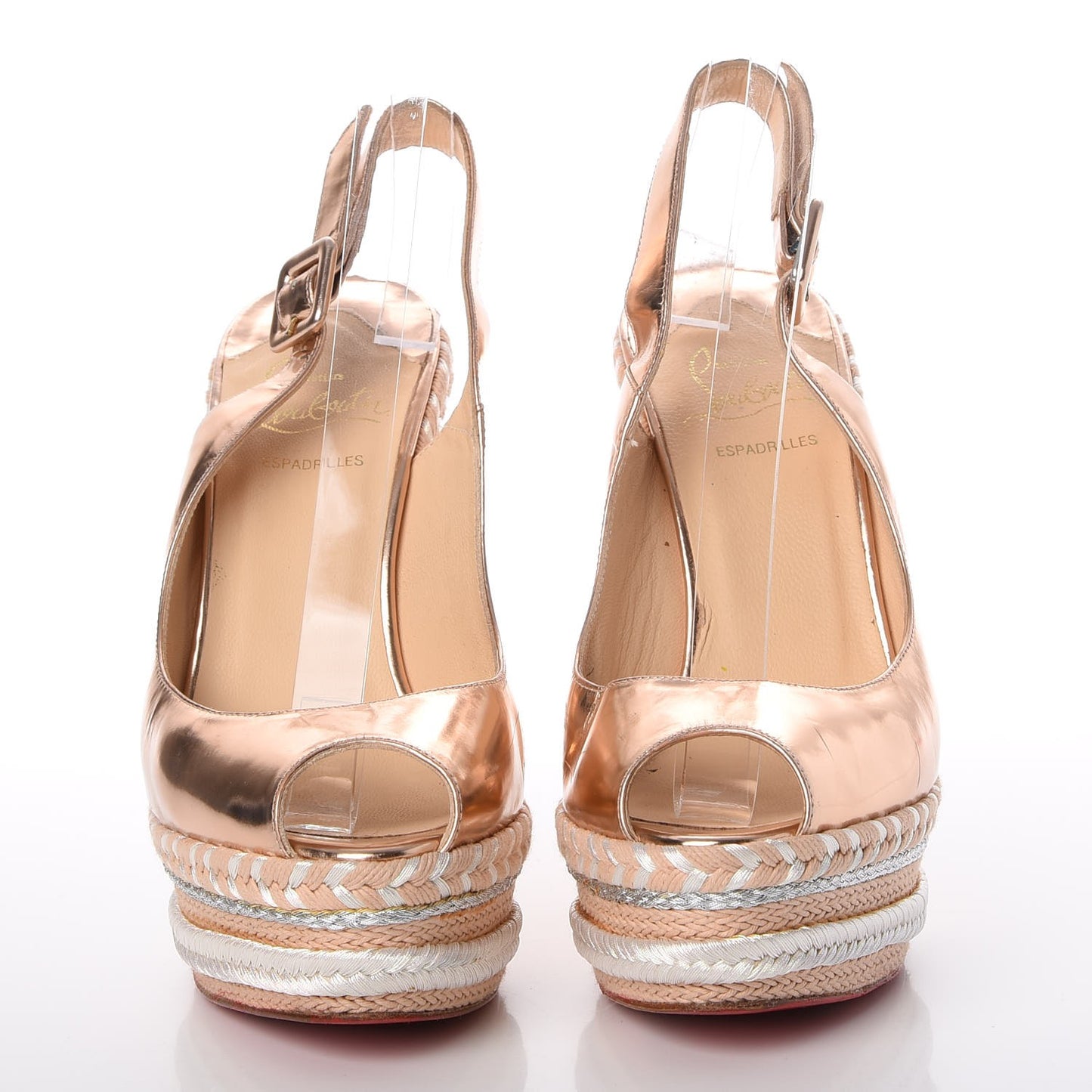Specchio Calfskin Tresse Santa Maria 140 Wedges 37.5 Nude