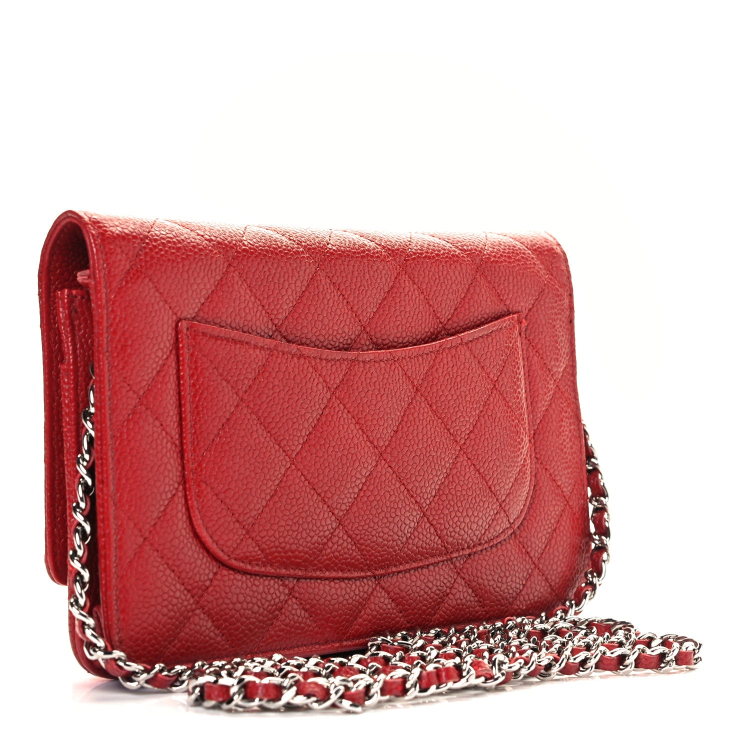 Chanel Caviar Quilted Wallet on Chain WOC Red 3 of 12