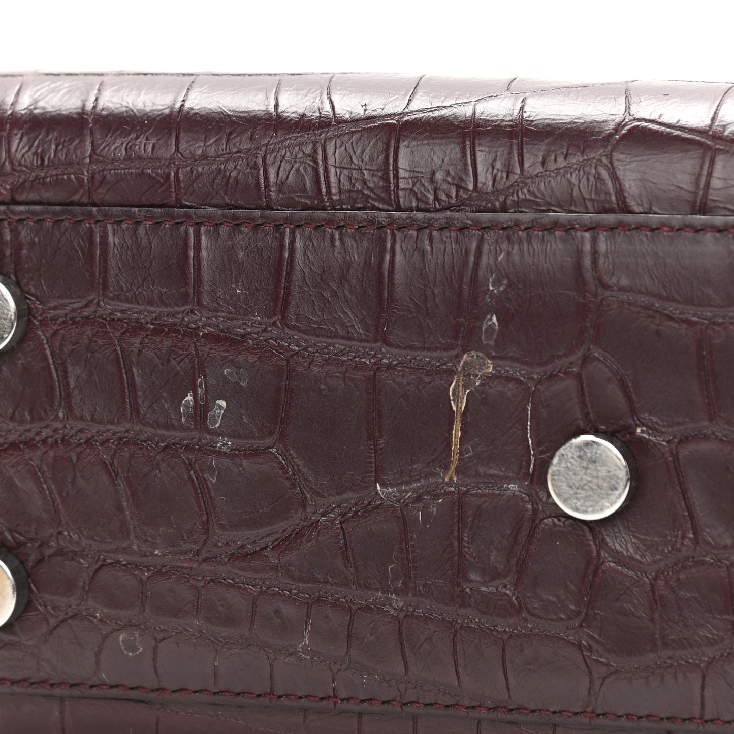 Calfskin Crocodile Embossed Nano Sac De Jour Bordeaux