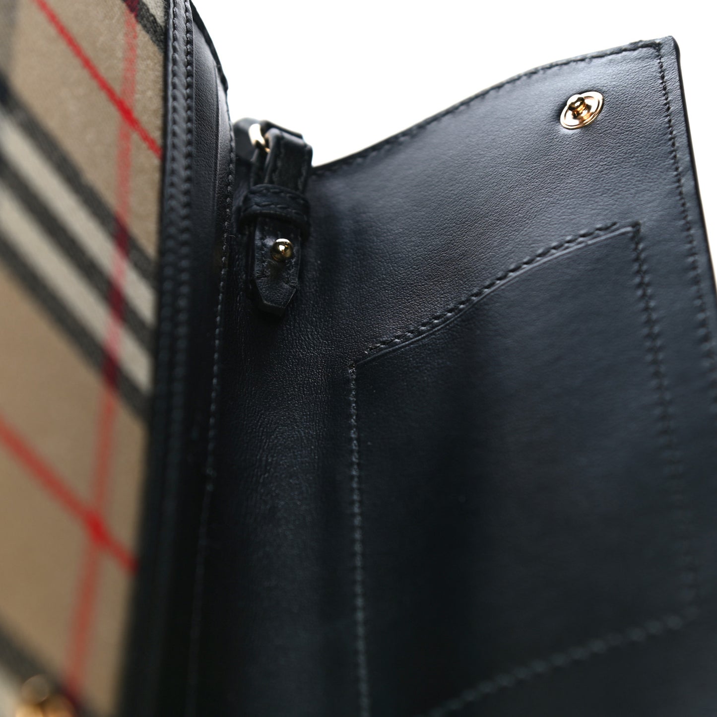 Calfskin Vintage Check Phone Pocket Crossbody Archive Beige Black