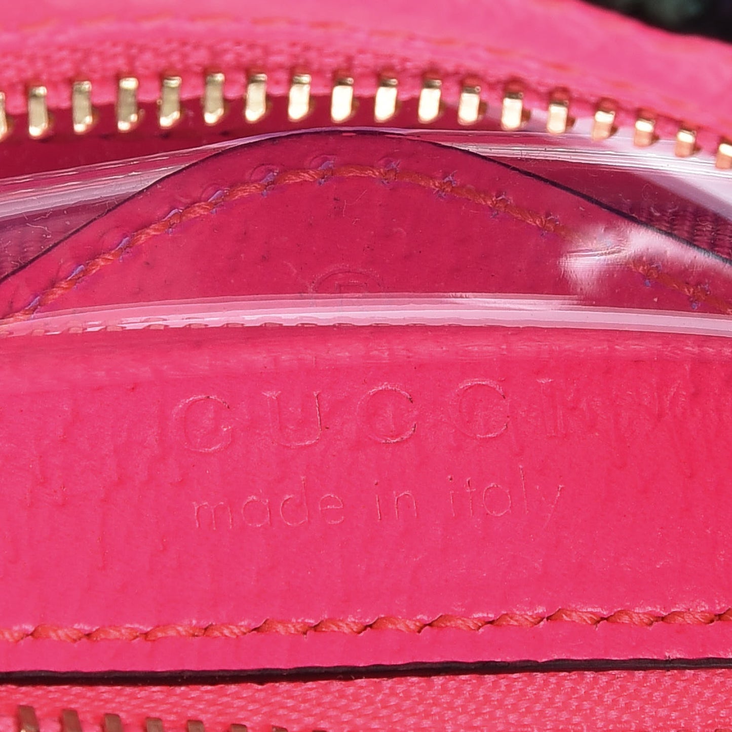 Vinyl Web Mini Ophidia Transparent Shoulder Bag Fluorescent Fuchsia