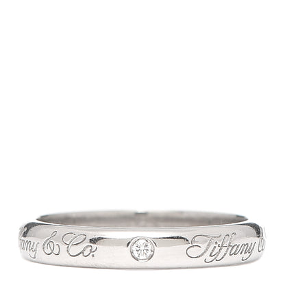 Tiffany Platinum Diamond Logo Band Ring 50 5.25 1 of 5