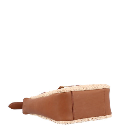 Saint Laurent Raffia Calfskin Le 5 A 7 Baby Hobo Natural Brick 5 of 10