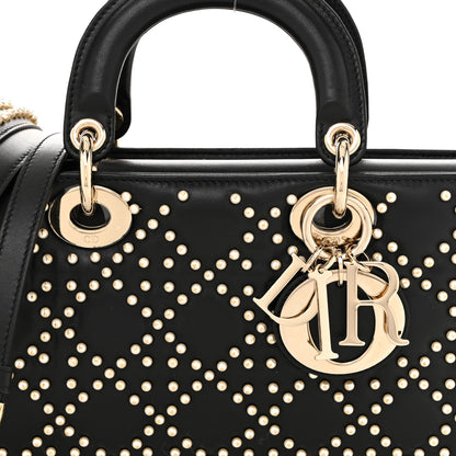 Christian Dior Lambskin Cannage Pearl Studded Small Lady D-Joy Black 8 of 10