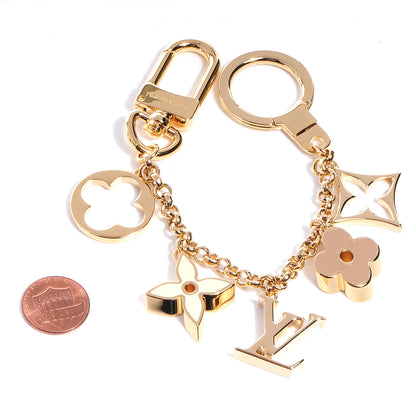 Louis Vuitton Brass Enamel Fleur De Monogram Bag Charm Chain Gold 2 of 6