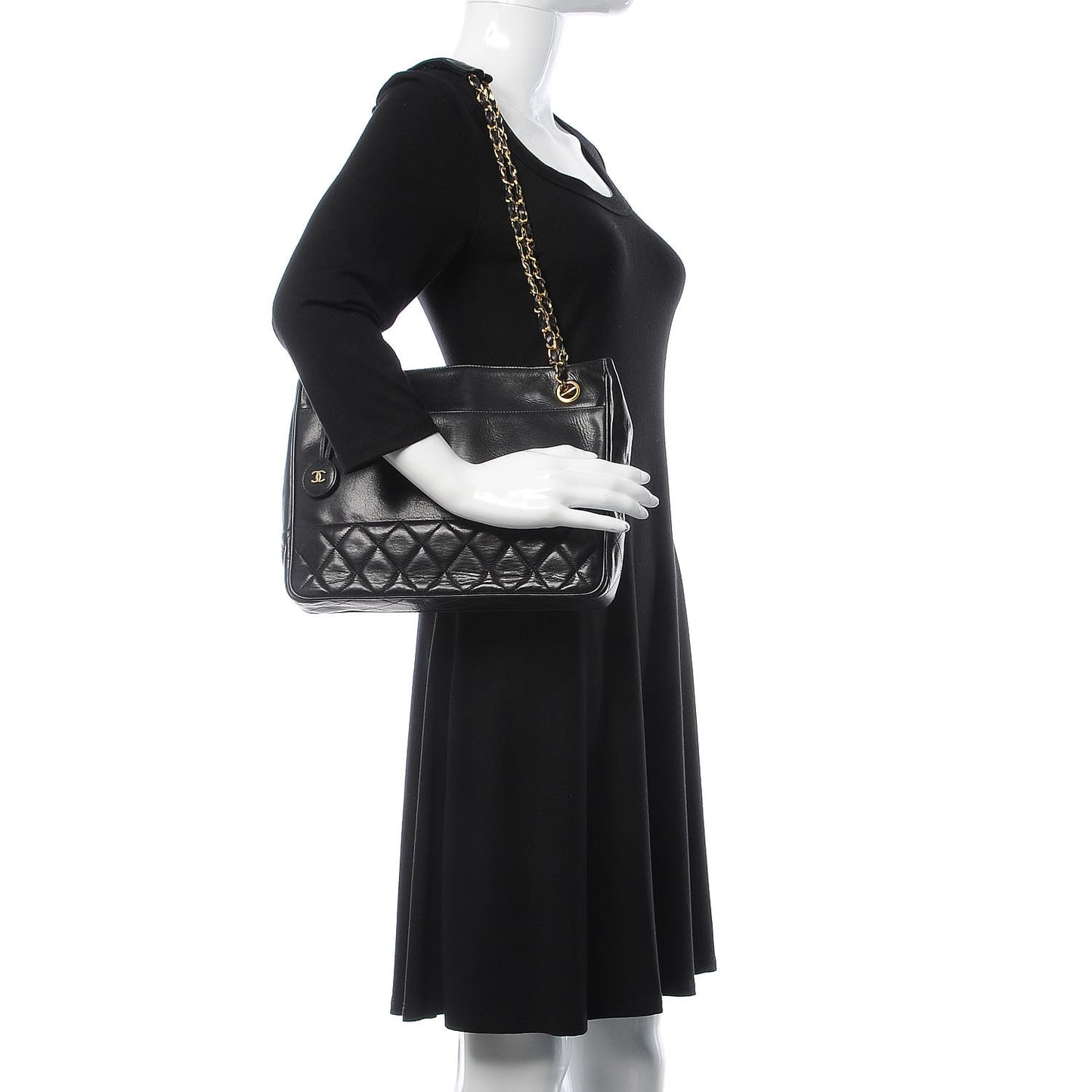 Lambskin Quilted Tote Black