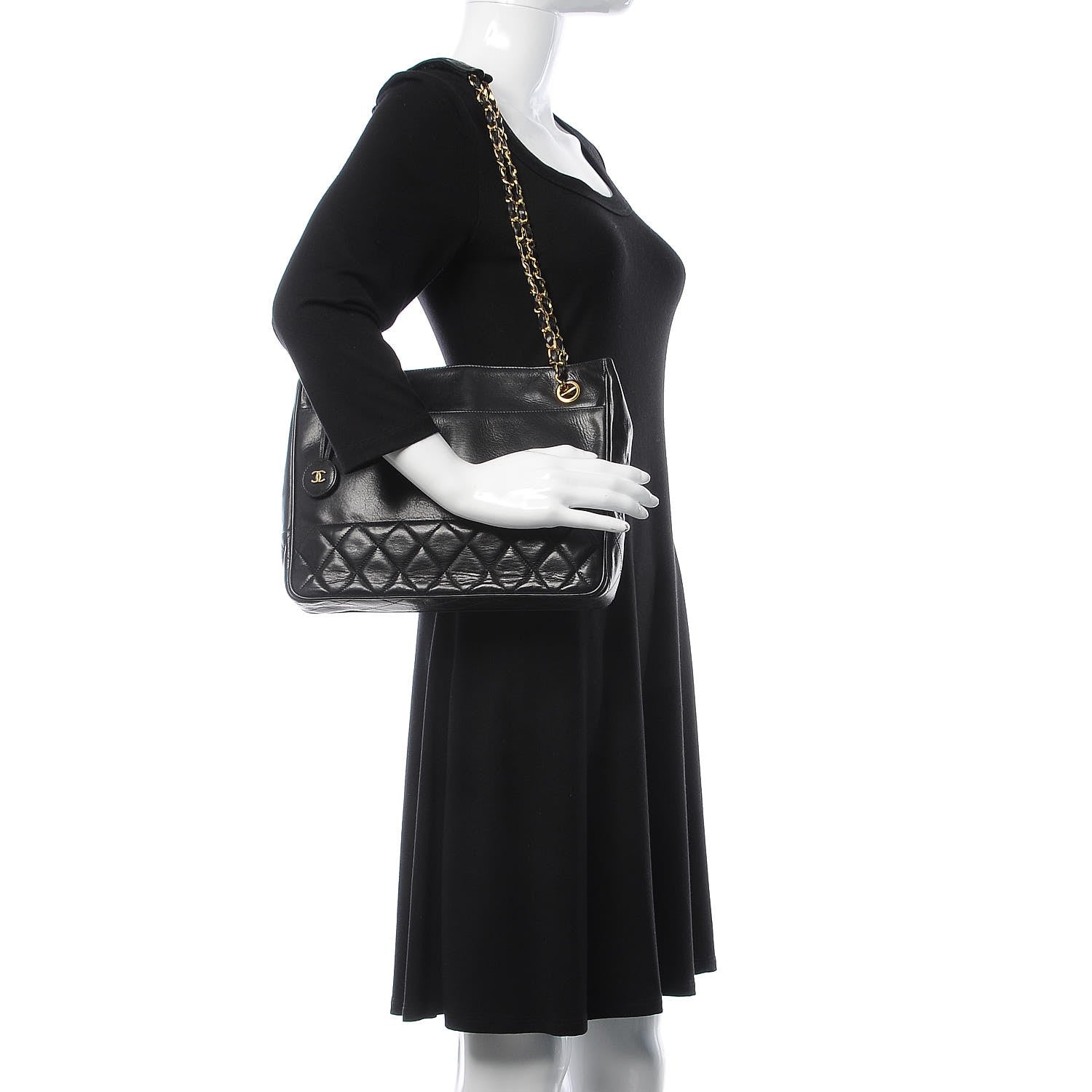 Chanel Lambskin Quilted Tote Black 2 of 9