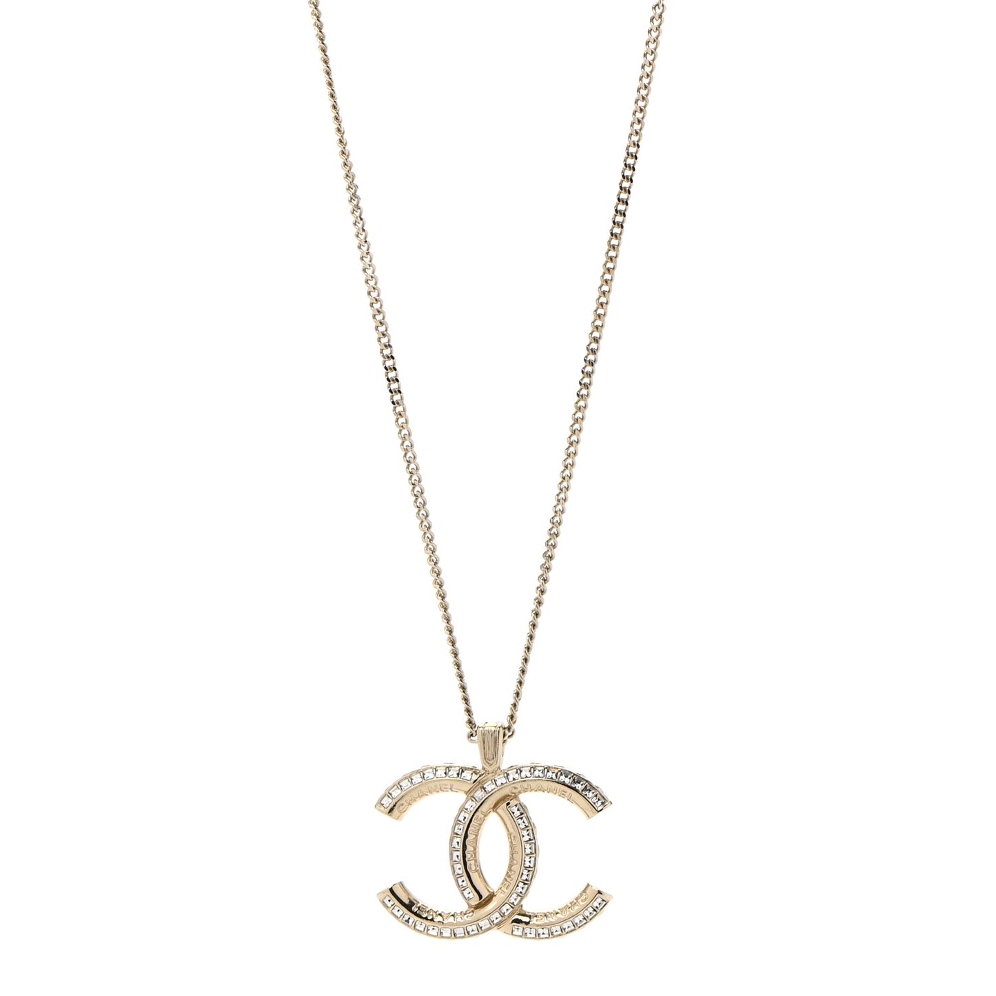 Crystal CC Pendant Necklace Gold