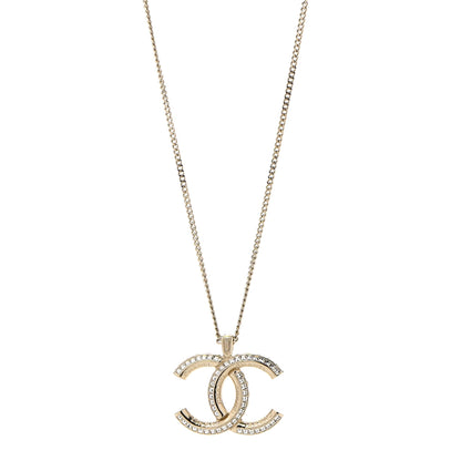 Chanel Crystal CC Pendant Necklace Gold 1 of 7