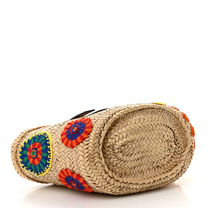 Loewe Raffia Floral Embroidered Small Basket Tote Bag Natural Tan 4 of 10