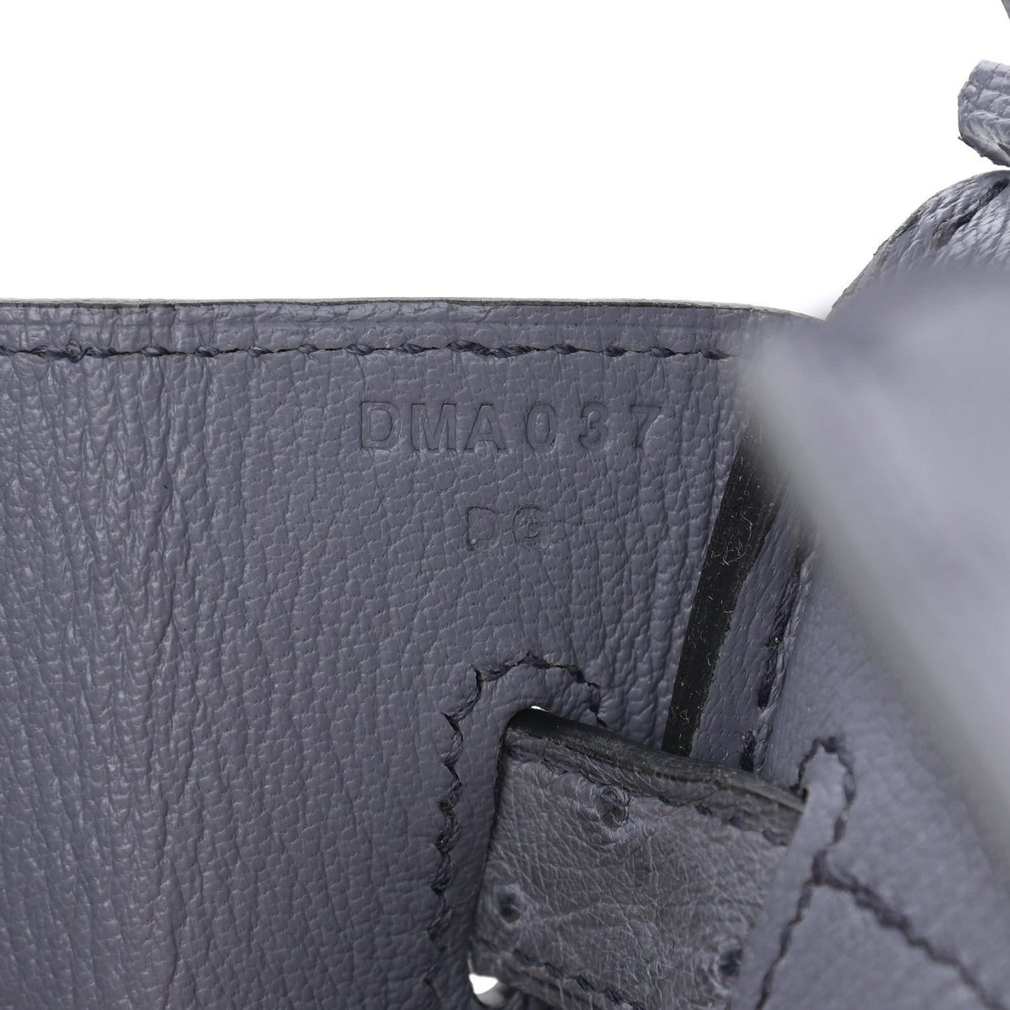 Ostrich Birkin 30 Gris Agate