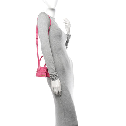 Jacquemus Calfskin Crocodile Embossed Le Chiquito Dark Pink 2 of 10