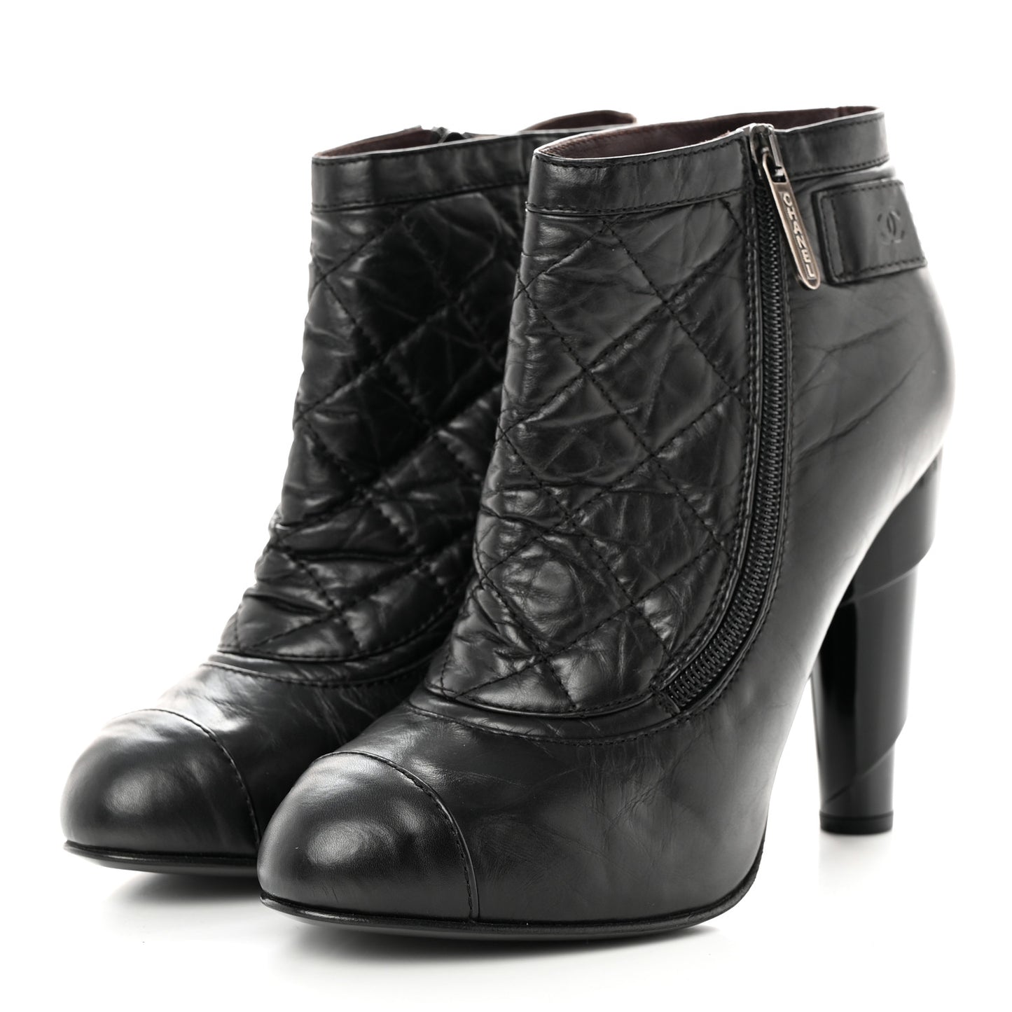 Calfskin Quilted Reissue Booties 38.5 Black