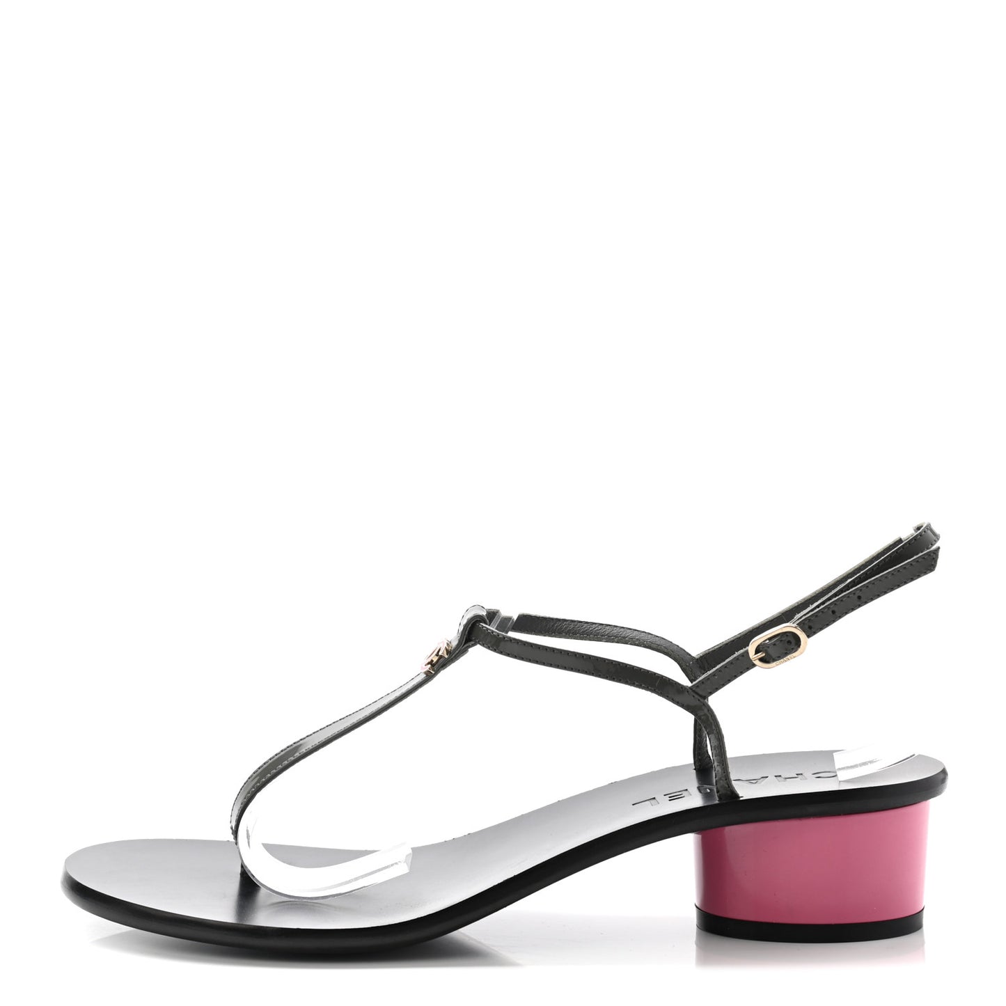 Patent CC Thong Sandals 38.5 Grey Pink