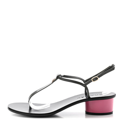 Chanel Patent CC Thong Sandals 38.5 Grey Pink 1 of 8