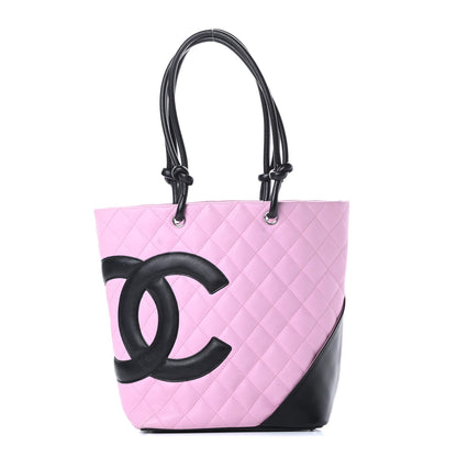Chanel Calfskin Quilted Medium Cambon Tote Pink Black 1 of 14