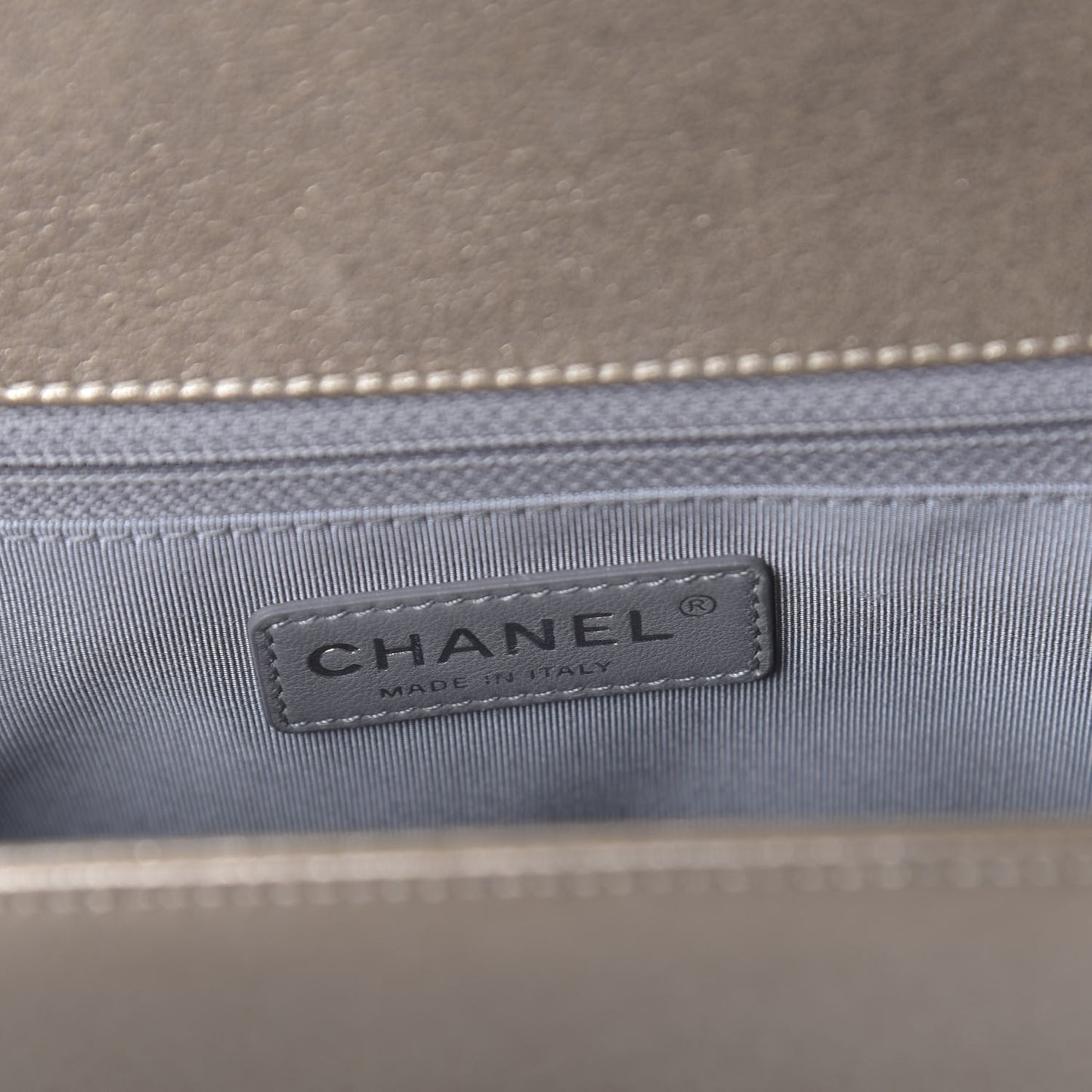 Metallic Calfskin Quilted New Medium Boy Flap Khaki