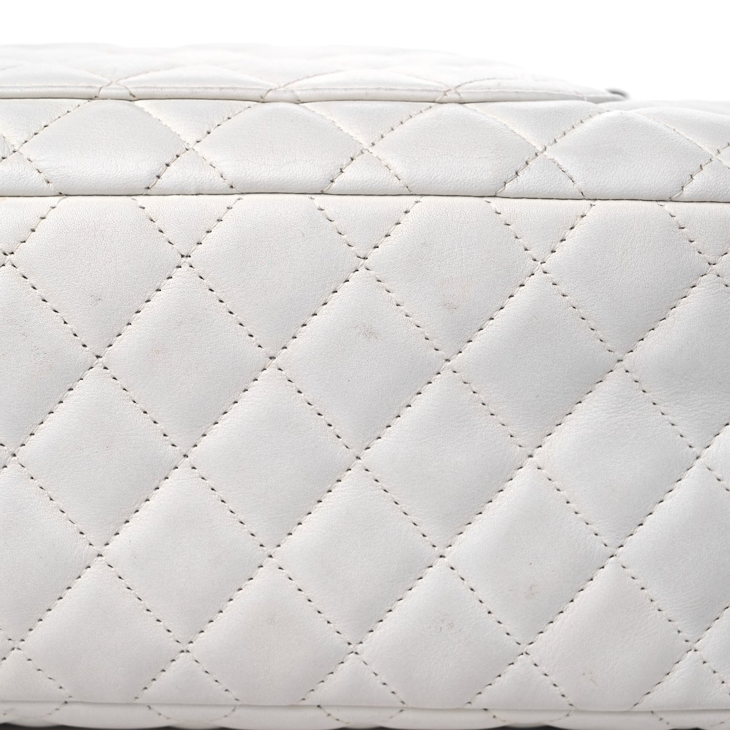 Calfskin Quilted Large Cambon Bowler White Black