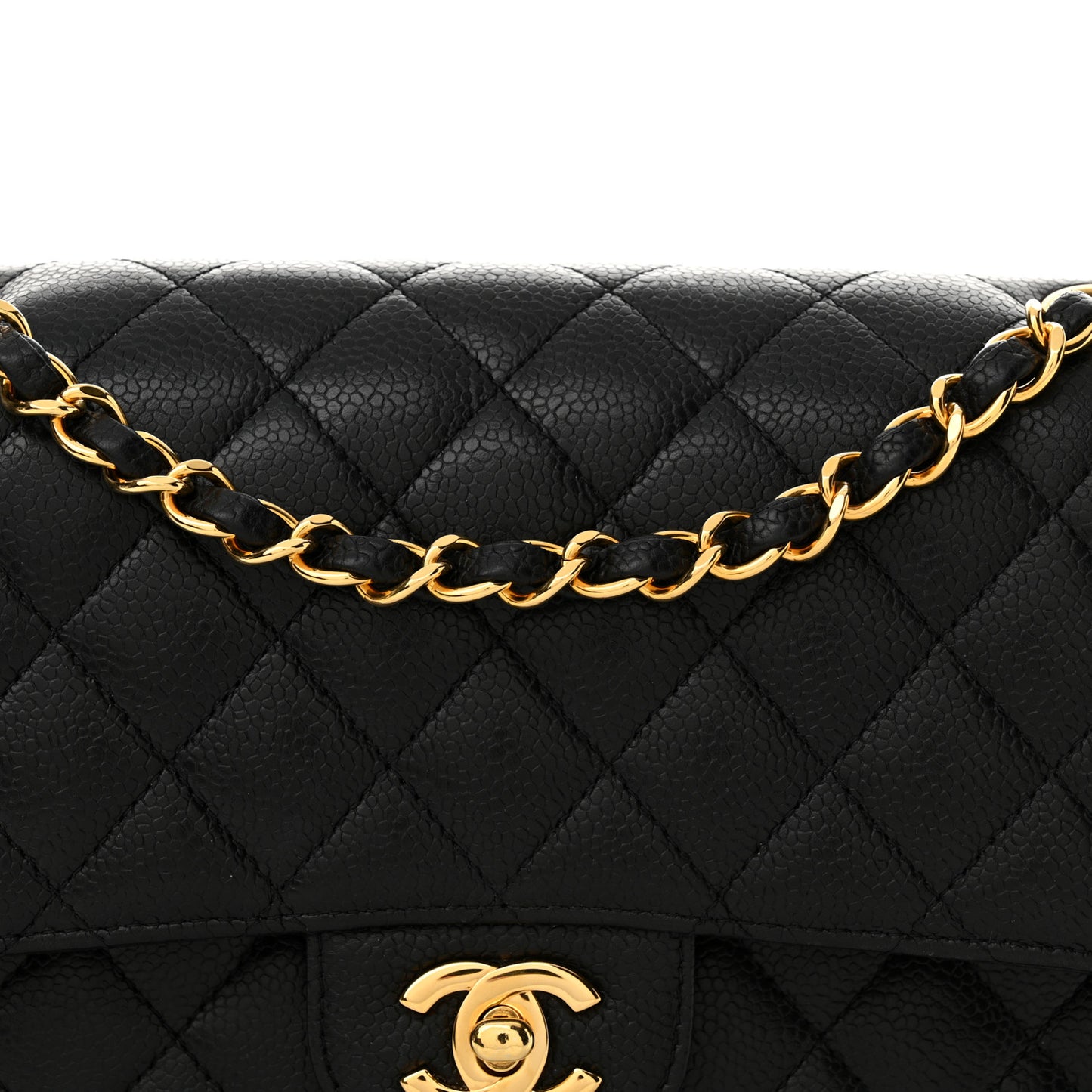 Caviar Quilted Medium Double Flap Black