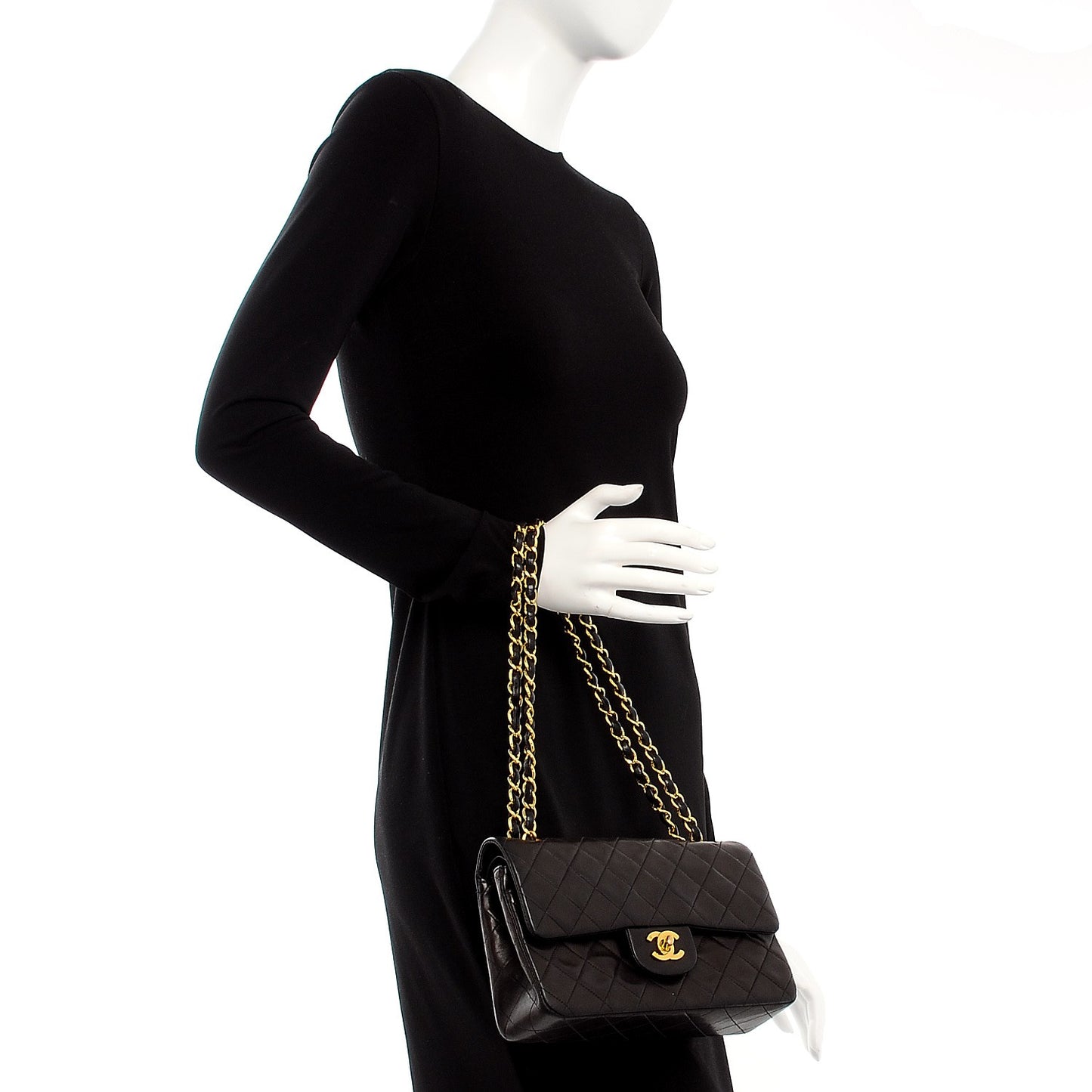 Lambskin Quilted Small Double Flap Black