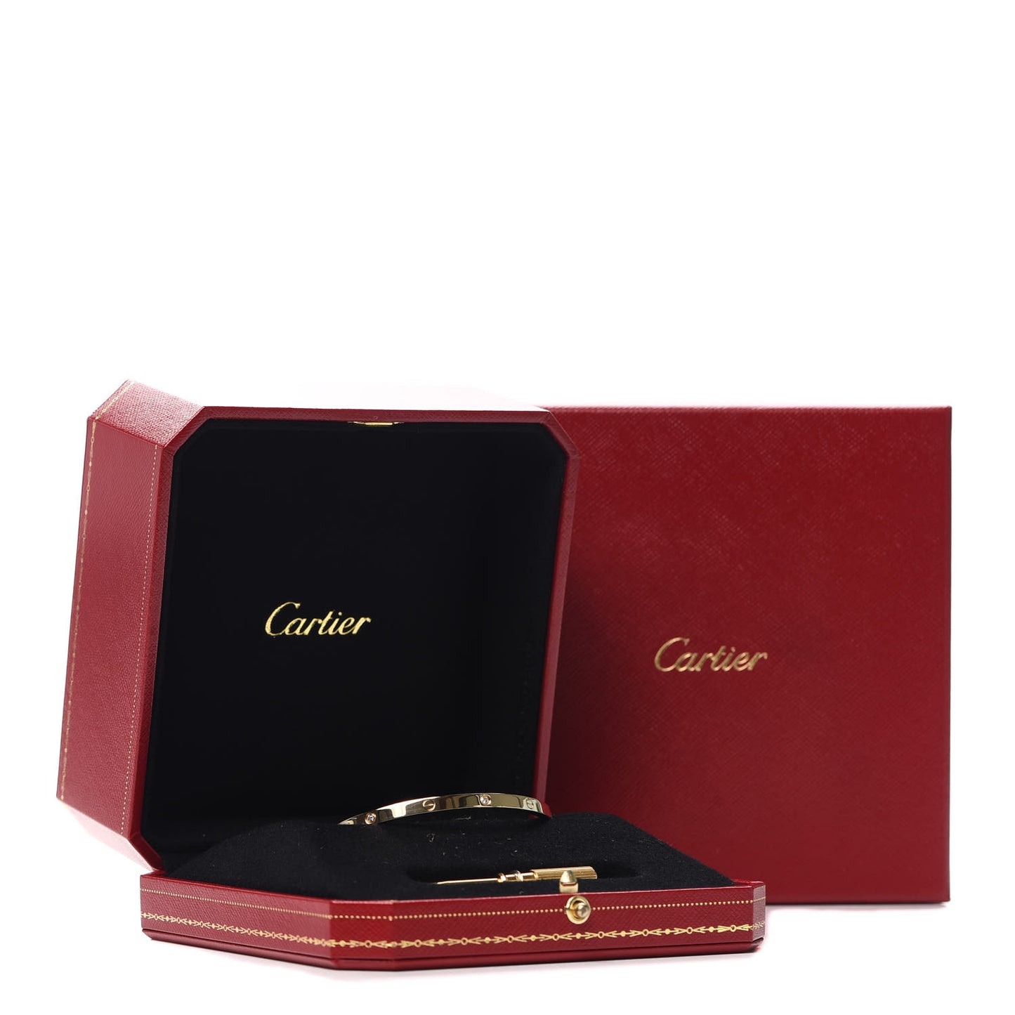18K Yellow Gold 6 Diamond Small LOVE Bracelet 17