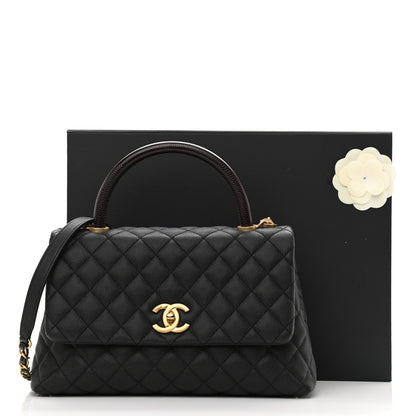 Chanel Caviar Lizard Quilted Small Coco Handle Flap Black 11 of 11