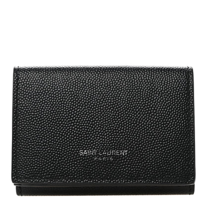 Saint Laurent Grain De Poudre Tiny Tri Fold Wallet Black 1 of 6