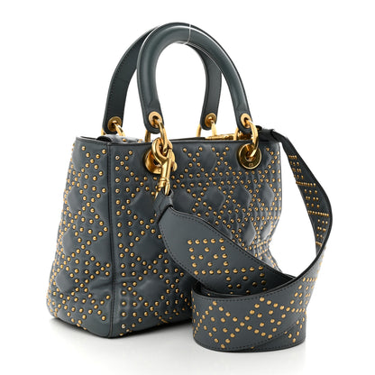Christian Dior Calfskin Cannage Studded Medium Supple Lady Dior Grey 3 of 16
