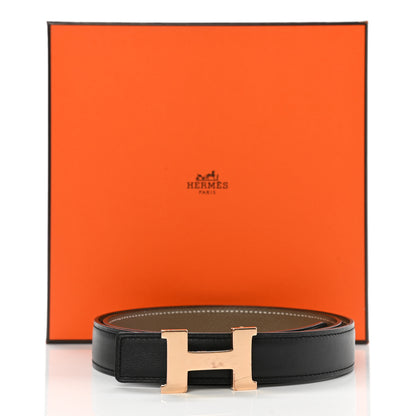 Hermes Swift Epsom 24mm Mini Constance H Belt 85 Black Etoupe 9 of 10
