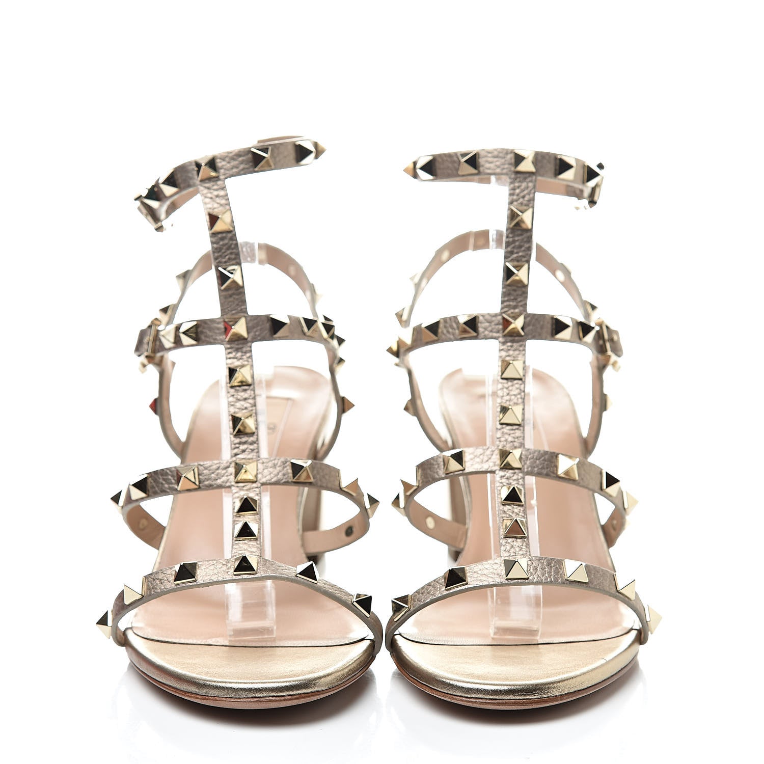 Valentino Garavani Metallic Pebbled Calfskin Rockstud 60mm City Sandals 39.5 Skin 2 of 10