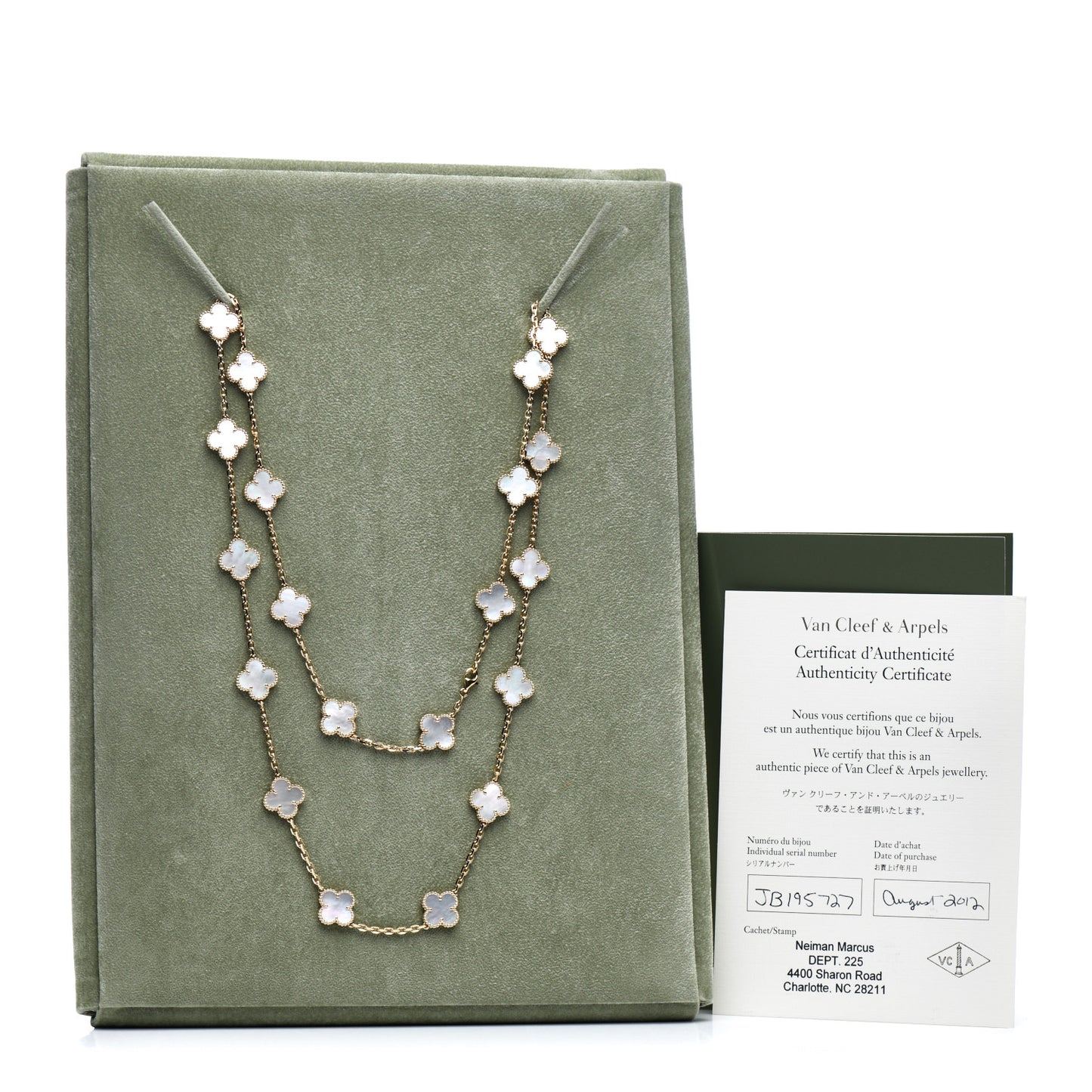 18K Yellow Gold Mother of Pearl 20 Motifs Vintage Alhambra Necklace