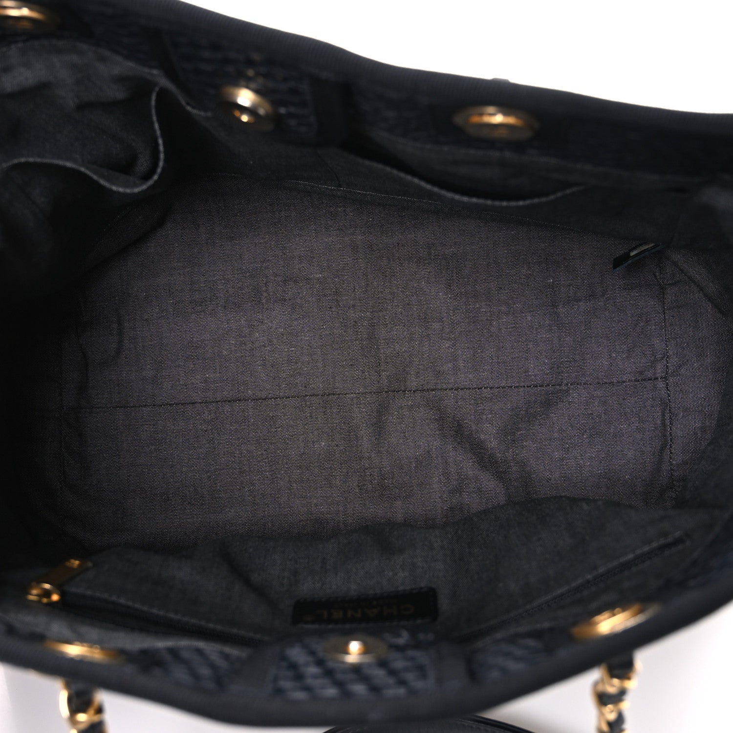 Chanel Straw Raffia Calfskin Chain Small Deauville Tote Black 5 of 10