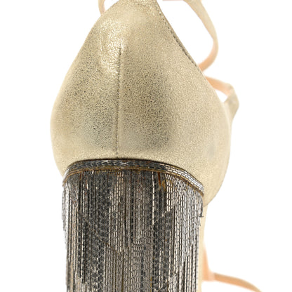 Christian Louboutin Metallic Calfskin Suede Blake 140 Pumps 37.5 Platine 12 of 13