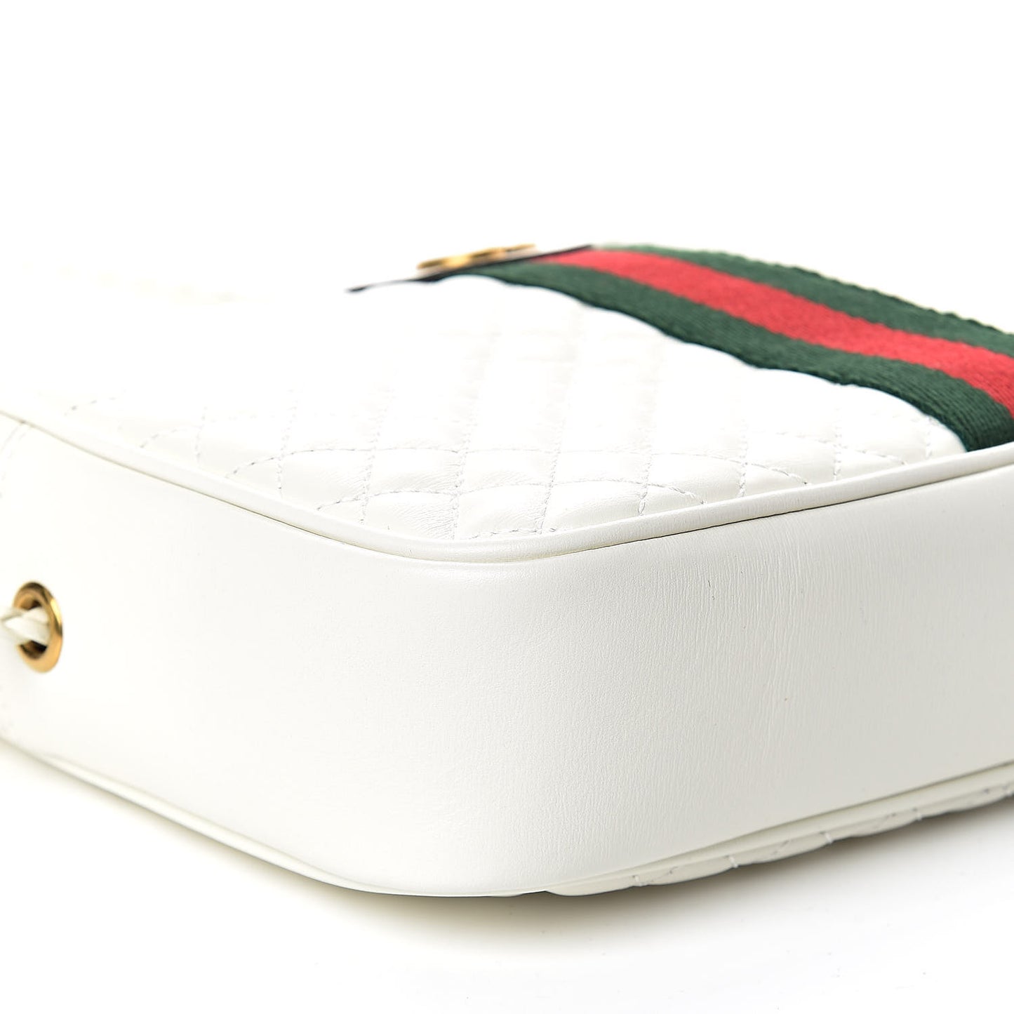 Calfskin Web Trapuntata Small Shoulder Bag Off White