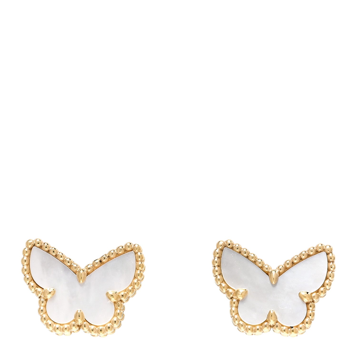 Van Cleef & Arpels 18K Yellow Gold Mother of Pearl Sweet Alhambra Butterfly Earrings 1 of 4