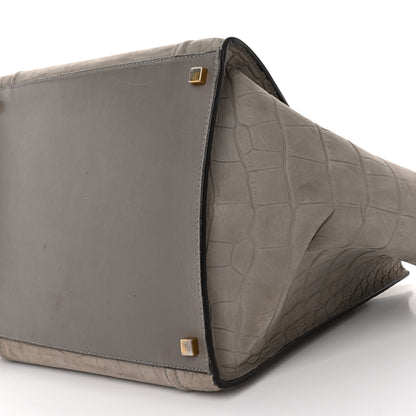 Celine Crocodile Embossed Nubuck Large Phantom Luggage Grey 9 of 12