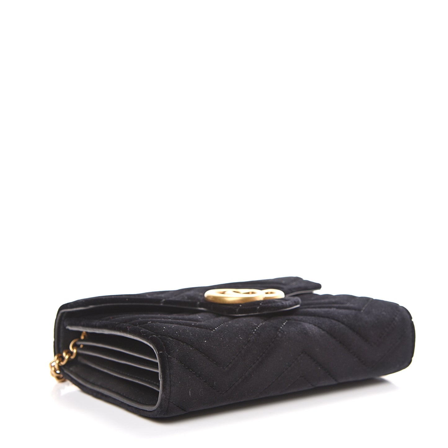 Velvet Matelasse GG Marmont Chain Wallet Black
