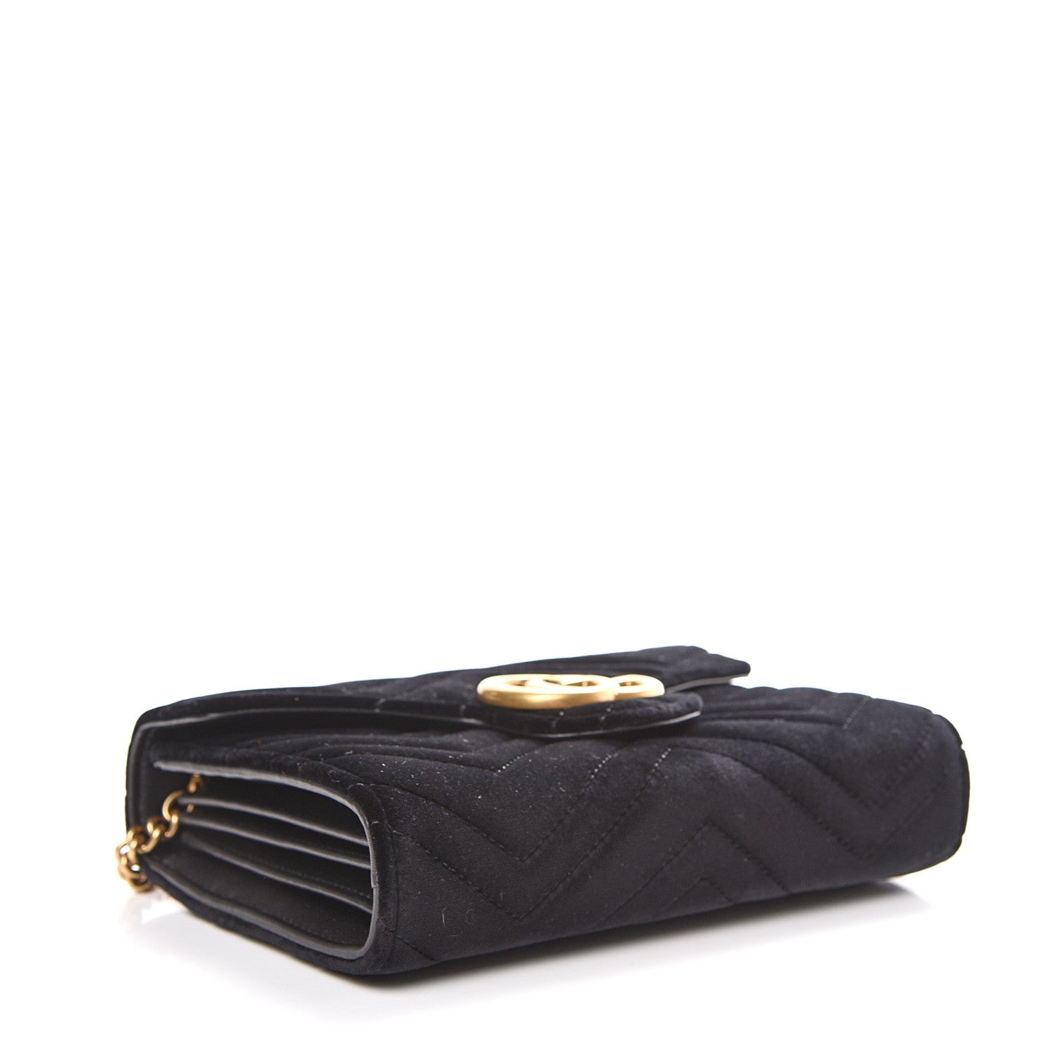 Gucci Velvet Matelasse GG Marmont Chain Wallet Black 3 of 11